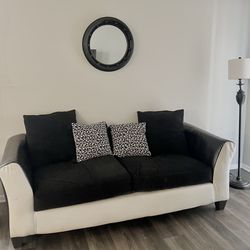 Modern Faux Leather Black & White Couch Set 