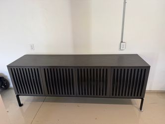 Dark Wood Slatted Media Console Sideboard