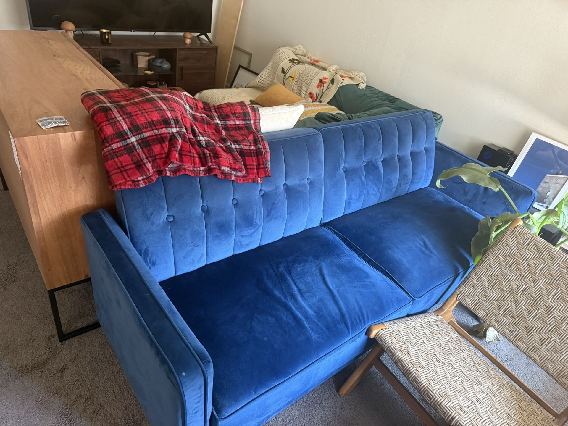 Blue Velvet Sofa