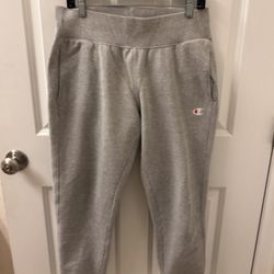 Champion Jogger Sweatpants Mens Medium Light Gray Reverse Weave Tapered CLEAN!