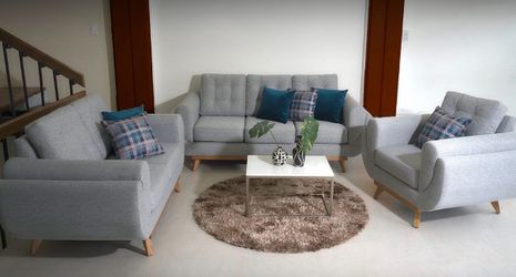 Gray Fabric Sofa Set 3-Piece