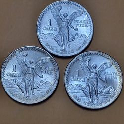 🇲🇽🇲🇽 3 Mexico Libertad 1 Oz Silver Coins 🔥🔥Brilliant Uncirculated