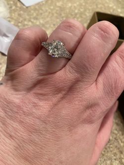 18 k white gold plated oval cut Moissanite ring
