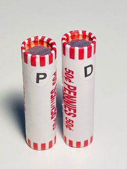 2 Rolls of 2025 P&D Uncirculated Lincoln Shied Pennies. The Last Year