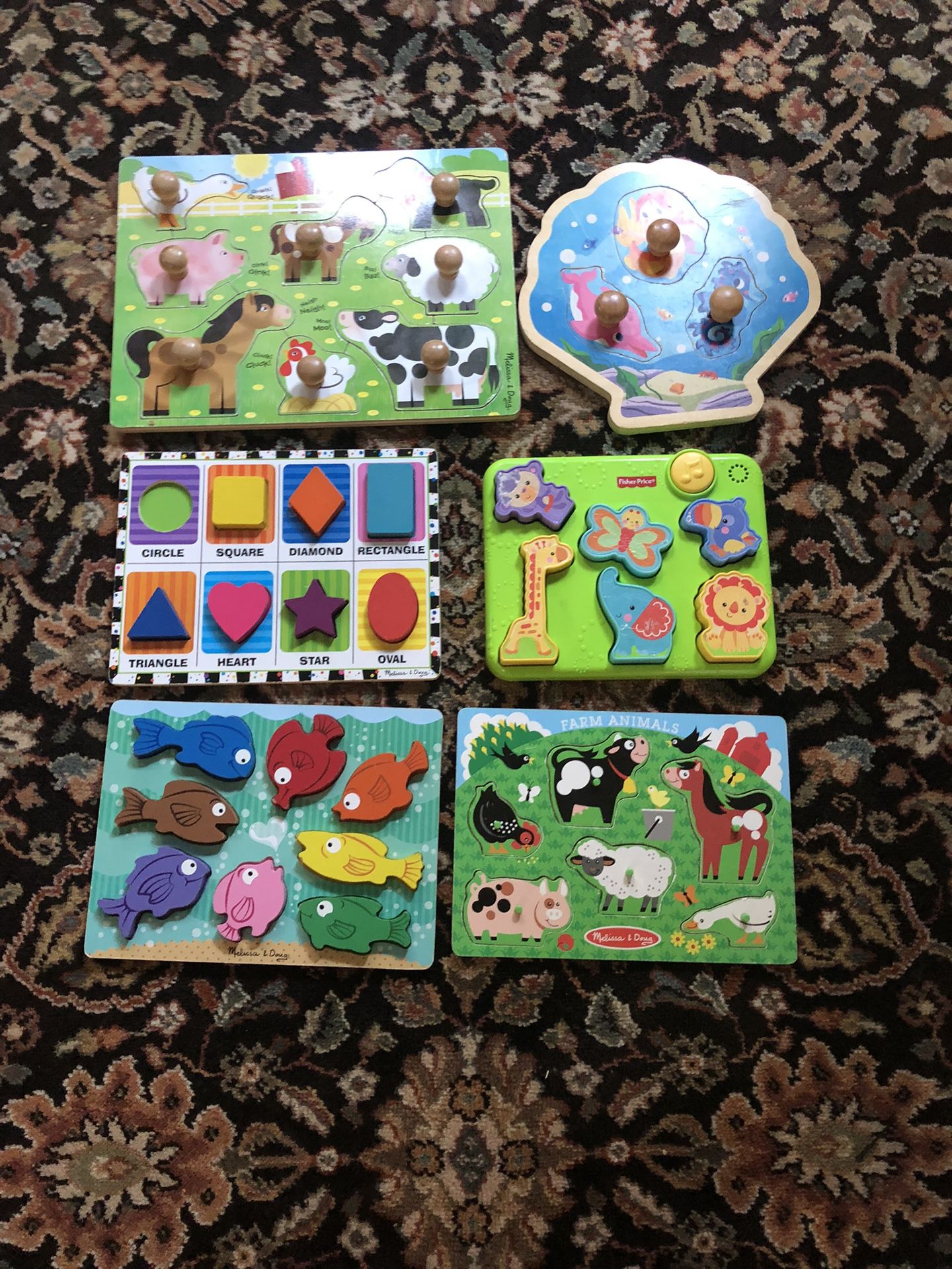 6 Wooden Puzzles Lot Collection
