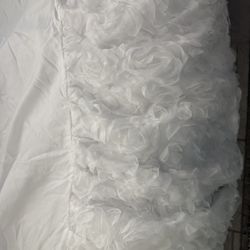 White Floral Tule Crib Bed Skirt