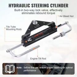 150HP Hydraulic Outboard Steering Kit Boat Marine System, Built-in Two-Way Lock Cylinder, 150HP Pump and High-Strength Nylon Hose for Single Station, 