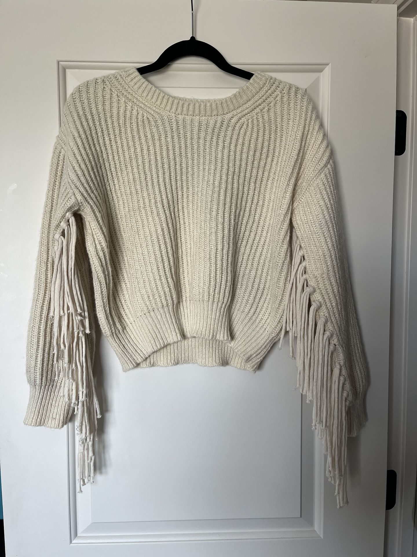 Altar’d State Crème Fringe Cropped Sweater