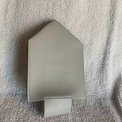 Gray Leather Tissue Square Box Cover w/ Bottom Belt