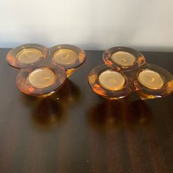 Candles with candleholders  (set of 2)