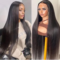 JUBOTIN Straight Lace Front Wigs Human Hair 150% Density Glueless 13x4 Frontal Wigs Human Hair Pre Plucked 26 Inch Human Hair Wig for Black Women Natu