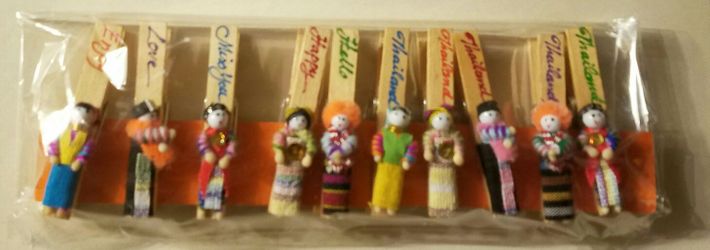 Oriental dolls on clothes pin