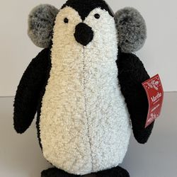 Martha Stewart Plush Penguin Weighted Botttom Shelf Sitter/Doorstop 11.5” NWT