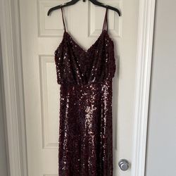 Sequin Burgundy Formal Maxi Dress