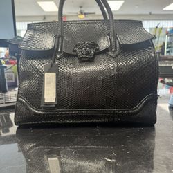 Versace Python Snakeskin Leather Empire Palazzo Tote 