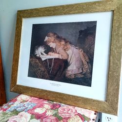 Little Girl And Cat Print With Frame
