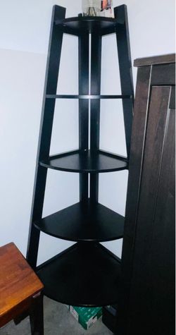 Black 5-Tier Corner Ladder Shelf