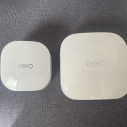 Amazon eero Pro 6E Mesh WiFi Router and eero 6 Mesh WiFi Extender. 