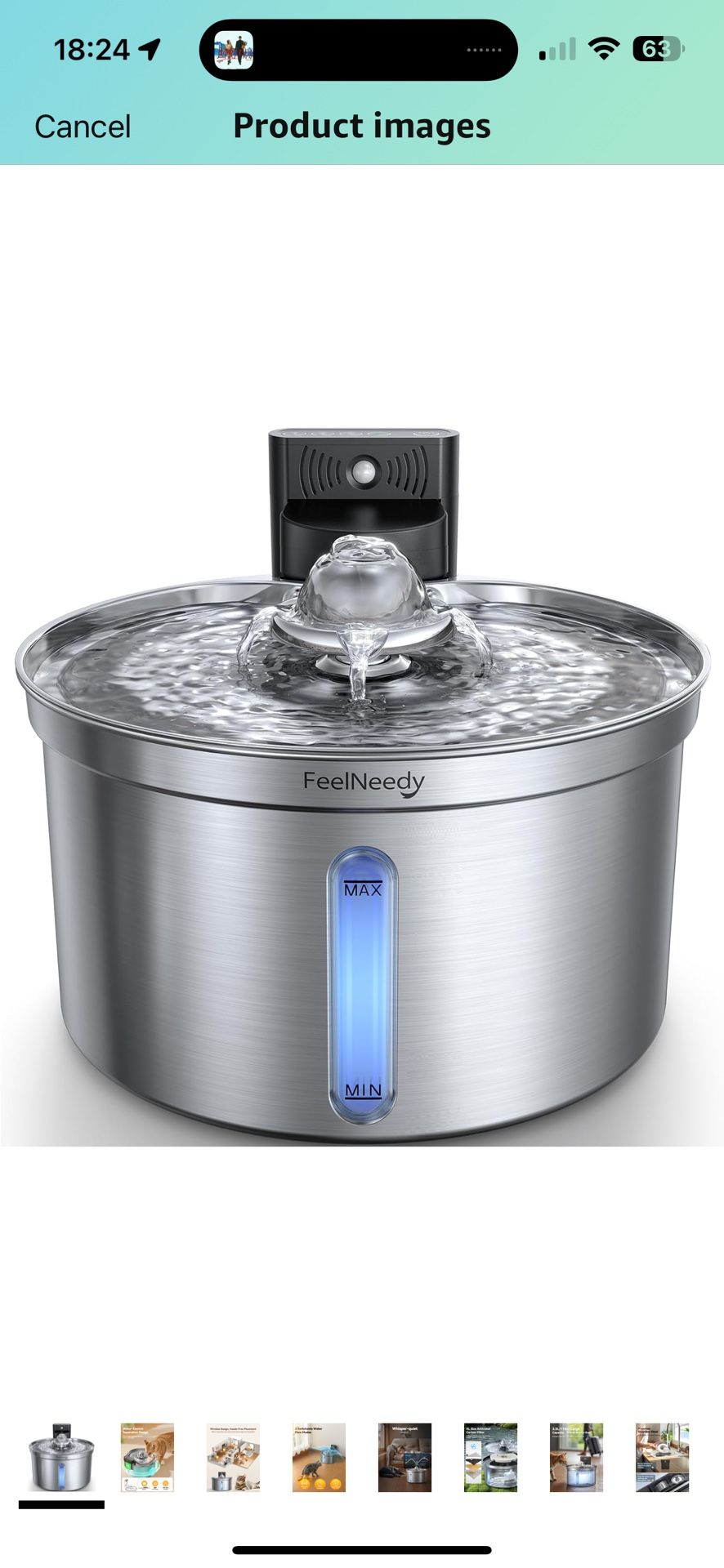 Wireless Cat Water Fountain Stainless Steel with Motion Sensor, 4000mAh Battery Operated Cat Water Dispenser,Water & Battery Separation Safety Design