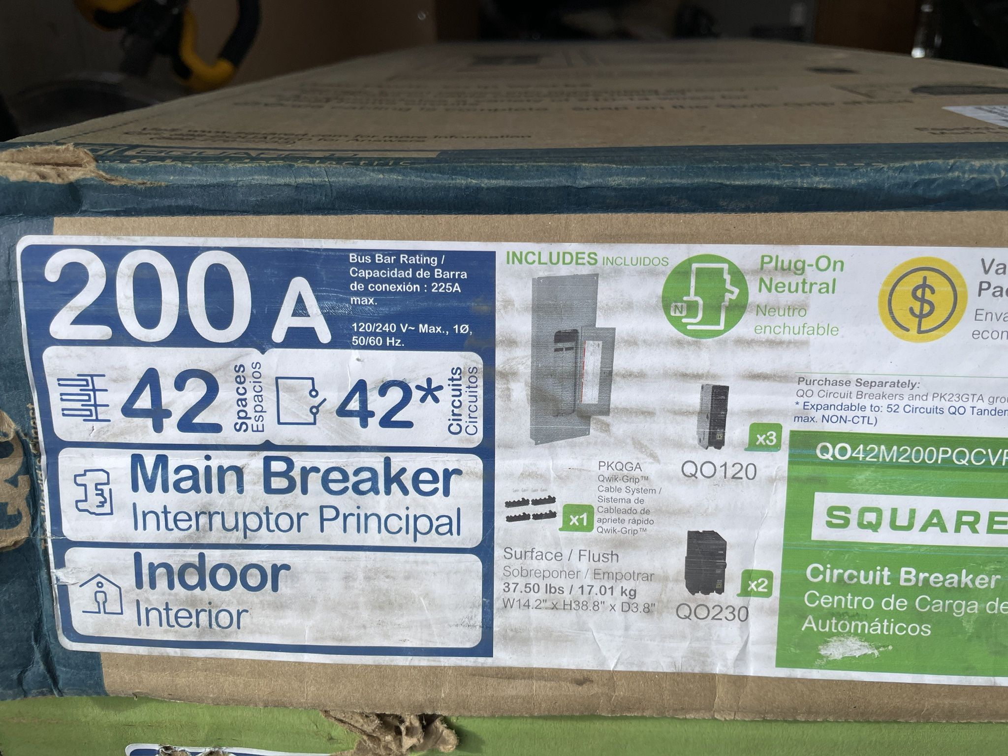 Square D QO 200 -Amp 42 -Space Main Breaker Electrical panel