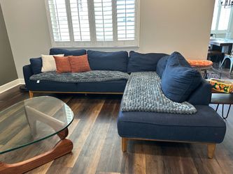 Navy Blue L-shaped Couch