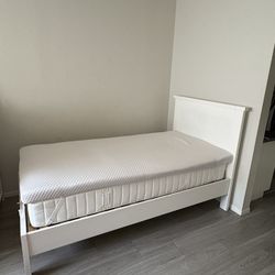 IKEA Twin Bed Frame, Mattress, & Mattress Topper 