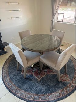 42” Round Glass Top Table and 4 Chairs