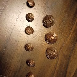 Lot Of Vintage Marine Core Buttons Waterbury Brass Connecticut 