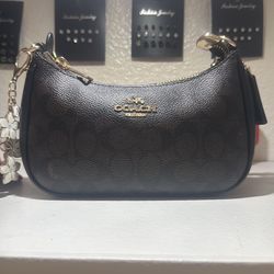 Coach mini terry bag(brown/signature canvas)