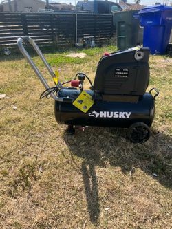 Husky 8 Gal. 150 PSI Portable Electric Oil-Free Horizontal Hotdog Air Compressor with Rubber Wheels and 1-Quick Coupler