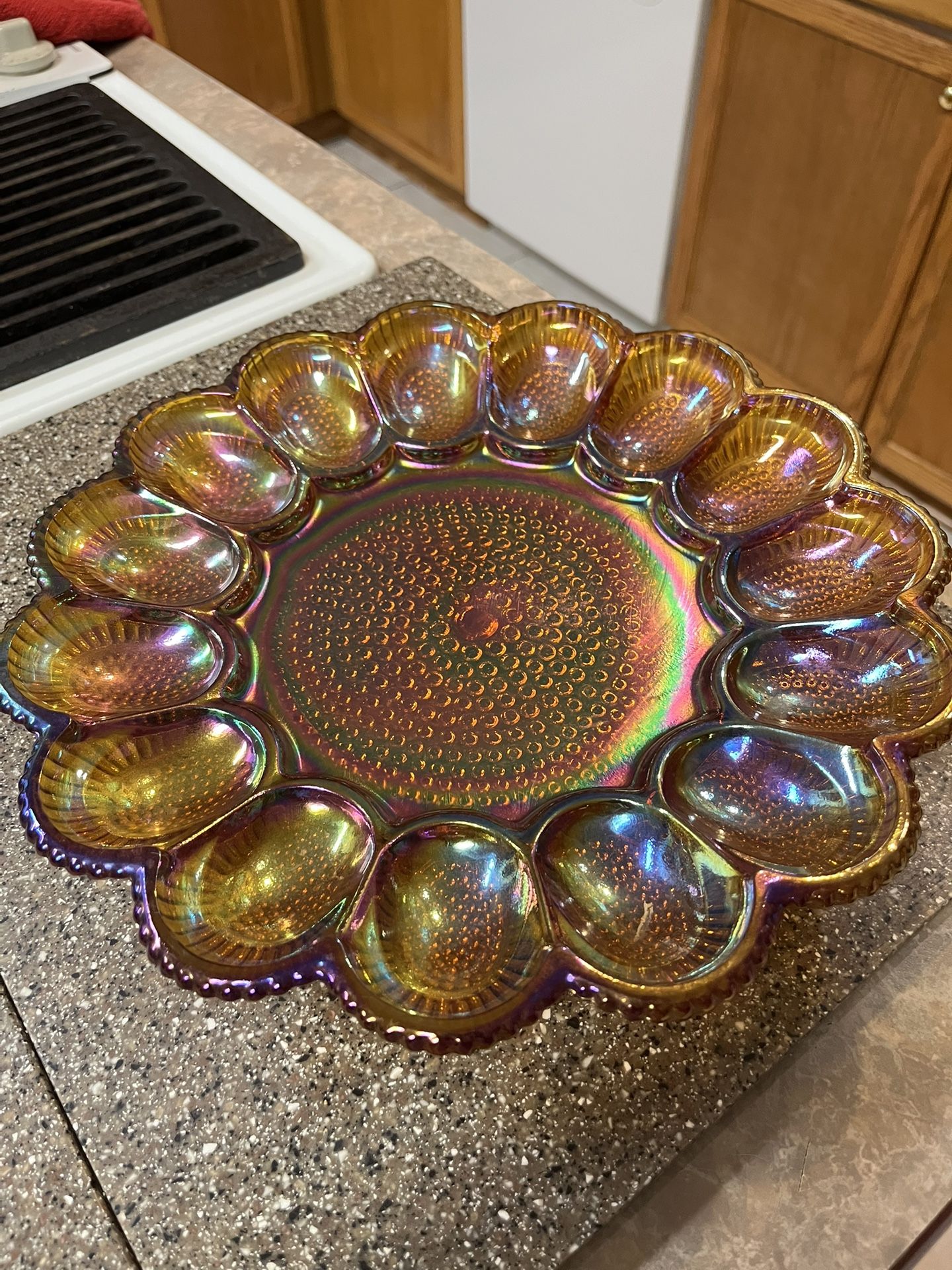 Carnival Glass Egg Plate