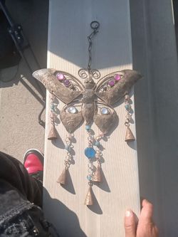 Metal Butterfly Wind Chime with Beads and Bells