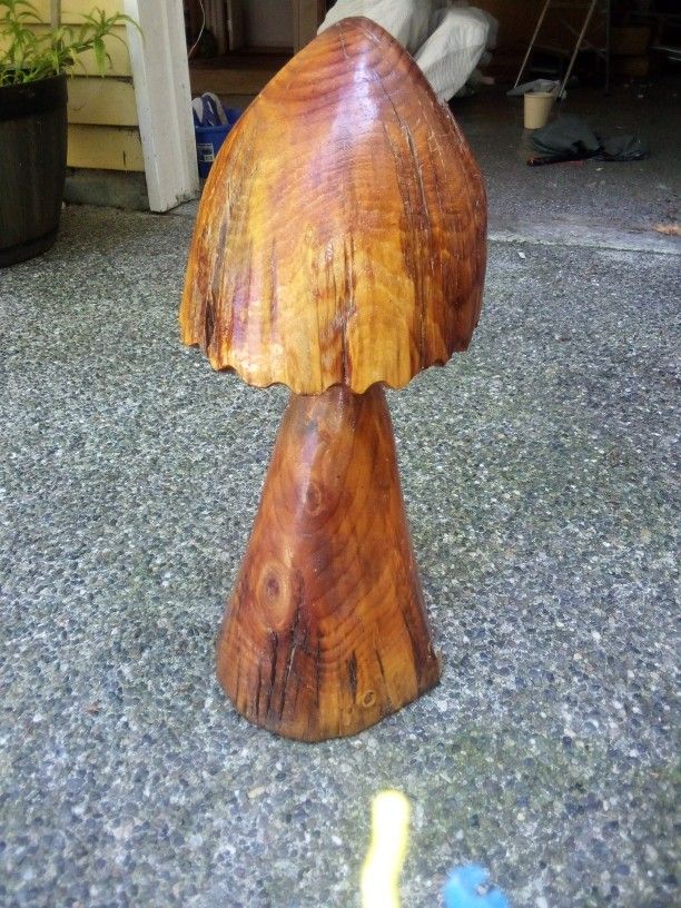 Hand Carved Pine Tree Mushroom