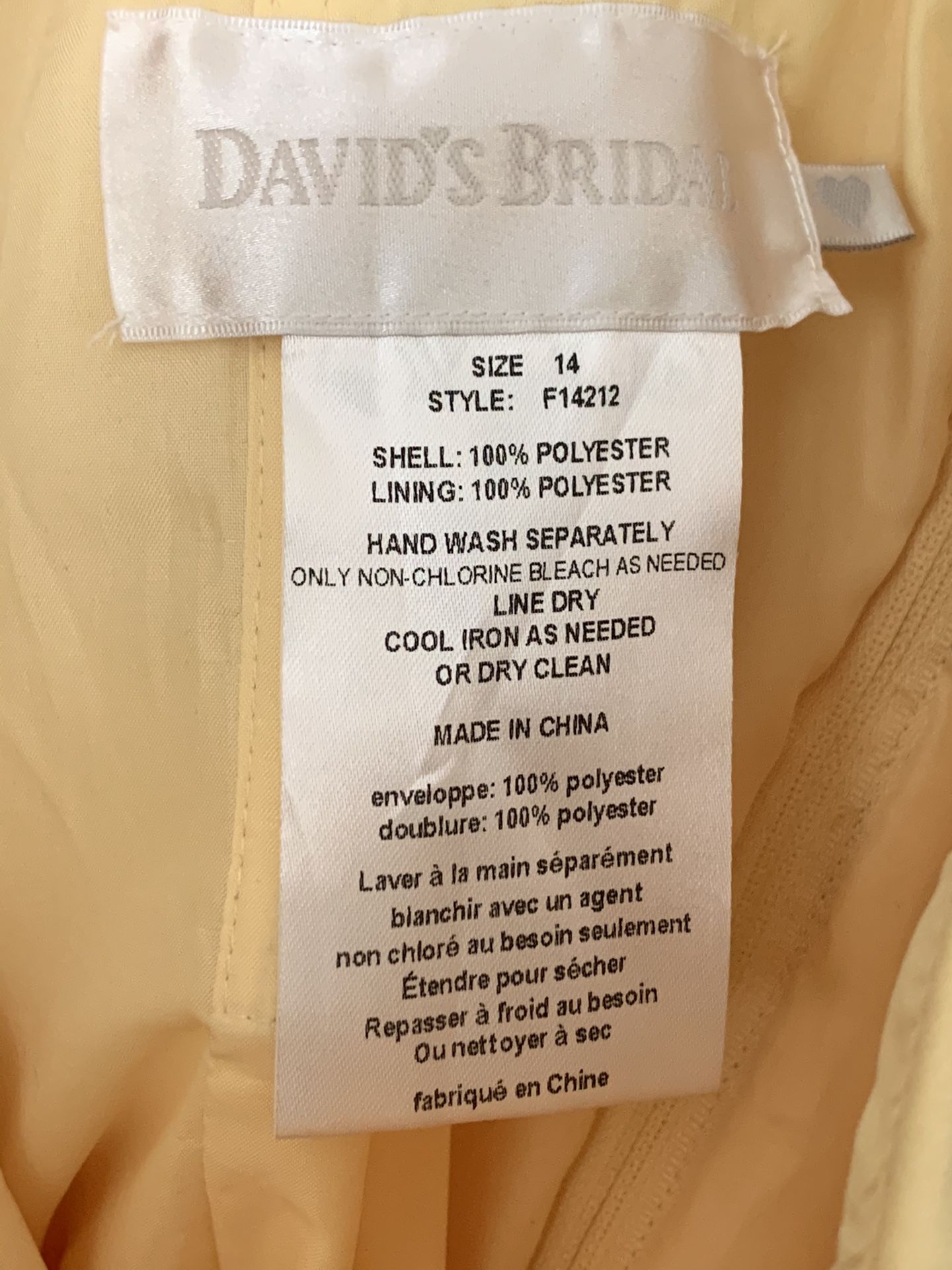 Davids Bridal - Canary Yellow Satin Bridesmaids Dress