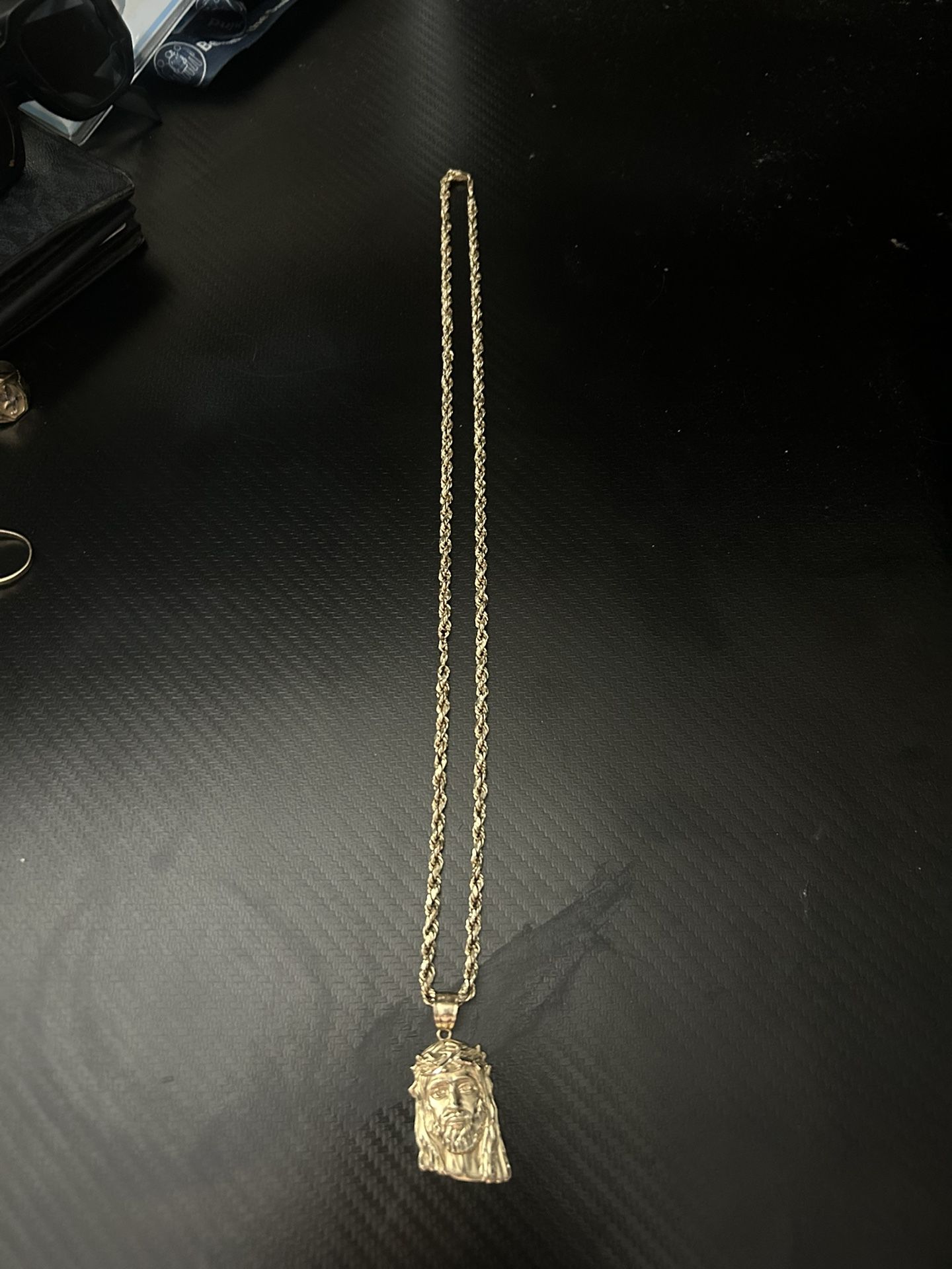 10k rope chain with 14 jesus pendant