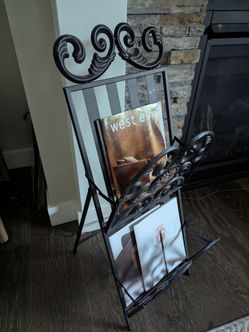 Antique sturdy metal magazine holder