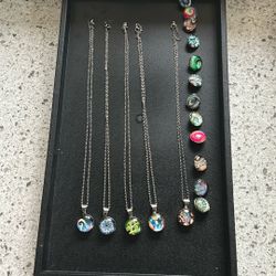 Five Snap On Charm Necklaces With Extra 12 Charms
