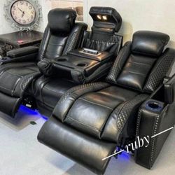 Party Time Pwr Reclining Midnight Loveseat, Or Sofa Available| 39$ Down Payment @ Fastest Delivery 🚚