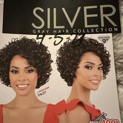 Motown Tress Synthetic Black W/Silver Gray Hair Wig