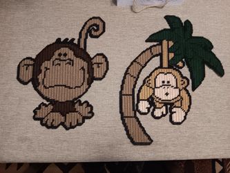 Monkey Plastic Canvas Decor