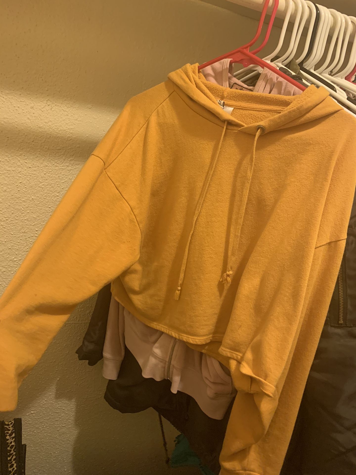 Yellow crop top hoodie