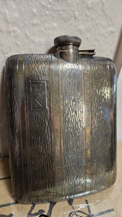 Vintage Sterling Silver and 14K Gold 7/16 Pint Hip Flask