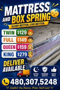 Mattress with box spring, queen set $159