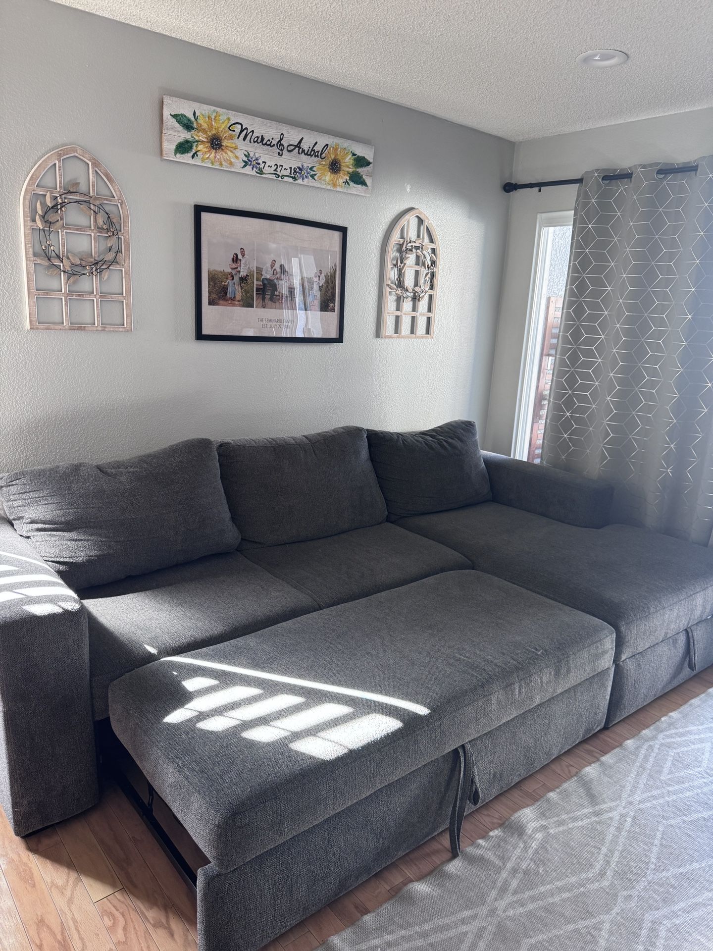 Living Spaces Sleeper Couch With Storage Chaise
