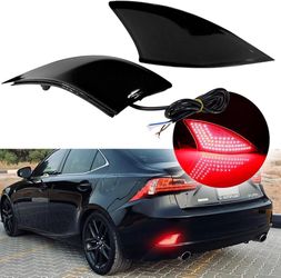 LIGHTING Smoke Lens LED Rear Bumper Reflectors Lights For 2014-up Lexus IS250 IS350 (Pack of 2)