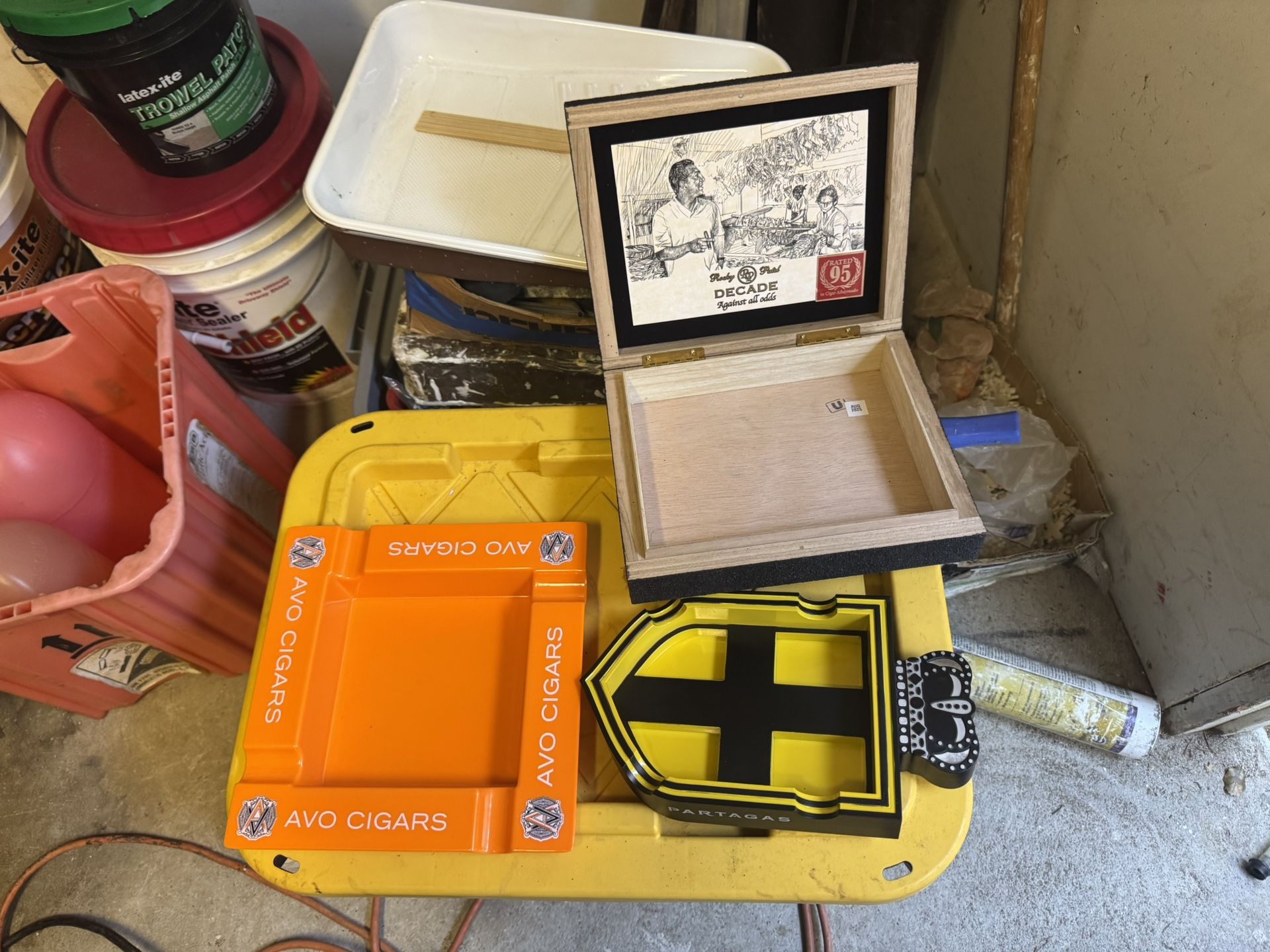 Cigar Box Rocky Patel And Two Cigar Ashtrays