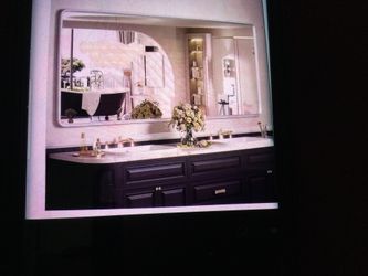 60x28 Silver Mirror for Bathroom, Large Silver Vanity Mirror for Wall, Large Rounded Rectangle Mirror, Beveled Border, Anti-Rust, Shatterproof (Horizo