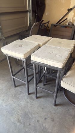Outdoor wicker patio bar stools ($15 each)