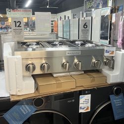 Kitchen Aid 36” Wide Built In Gas Cook Top In Stainless Steel 6 Burners 🔥🔥