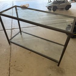 Glass And Metal Consul Table 